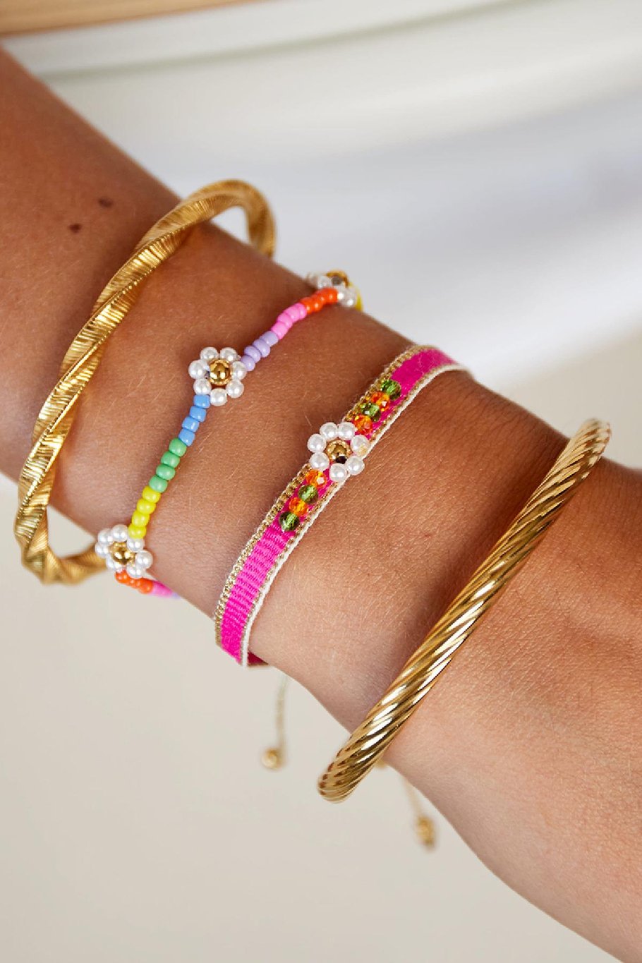 Regenboog madeliefje armband - Rainbow collectie Multi Stainless Steel Afbeelding2